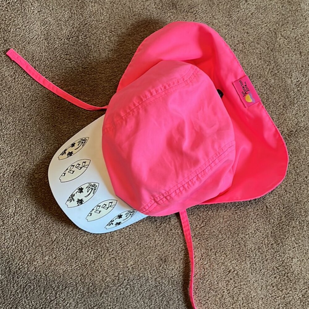 EUC Girls SPF 50 sun hat w/ strap and visor sz 1-6 yrs